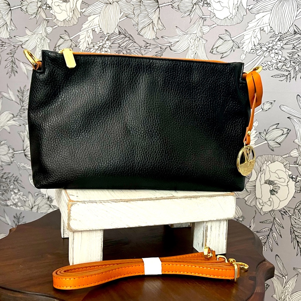 Valentina Black Leather Shoulder Bag
